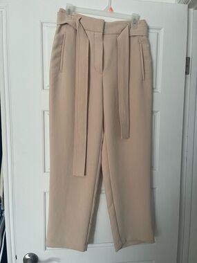 Aritzia High-Waist Belted Wide-Leg Pants - Beige